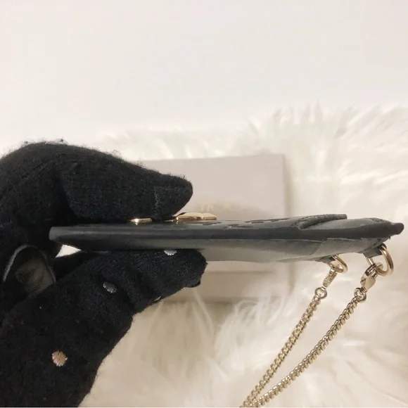 Authentic JIMMY CHOO Black Monogram Embossed Leather JC Logo Chain Card … - Picture 8 of 12